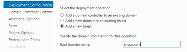 Deployment Configuration and Add new Forest