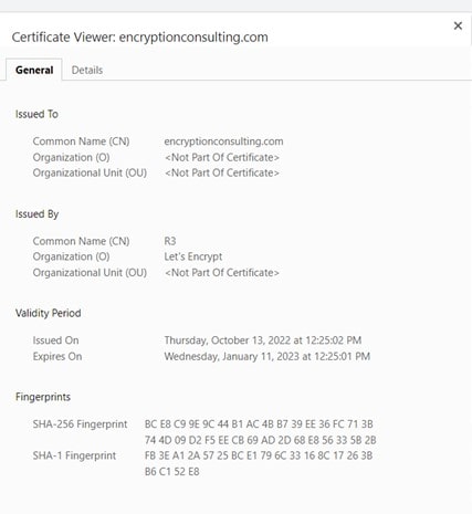 certificate details