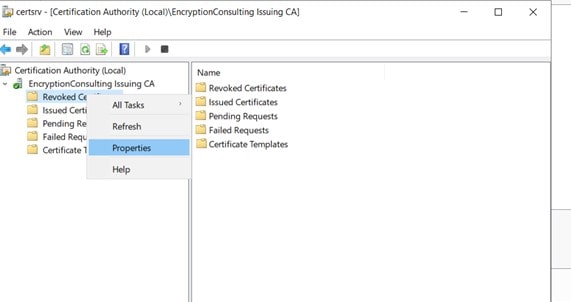 Revoked Certificates properties