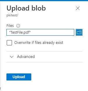 upload file in azure portal
