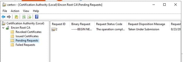 Encon Root CA - pending request