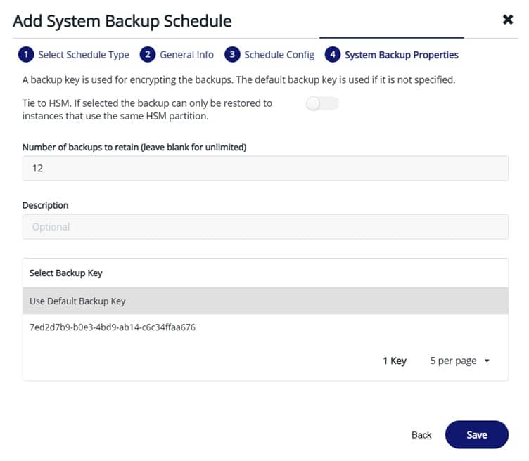 Use default backup key