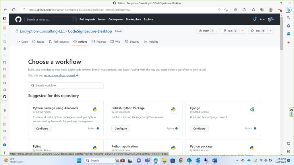 github workflows