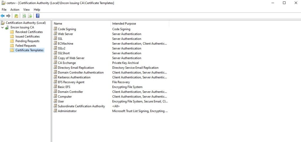 Available Templates In Certificate Authority