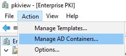 PKIview Manage AD Container