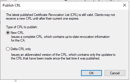 select CRL and Publish