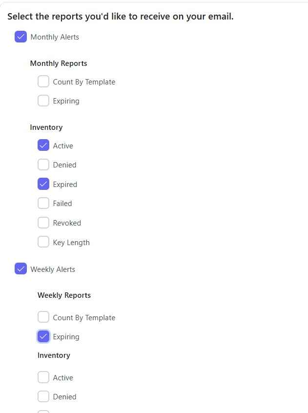 CertSecure Scheduled Reports