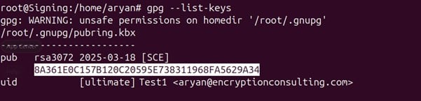 Copy the pub key ID