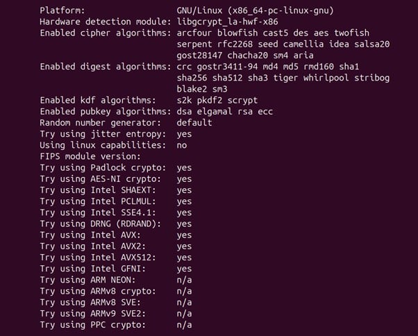 Run config of libgcrypt Directory
