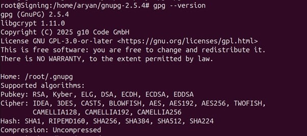 gpg version check