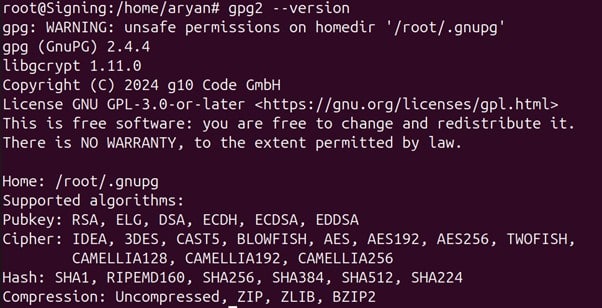 gpg2 has installed correctly