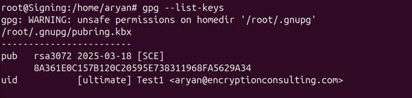 keys available for GPG2 signing