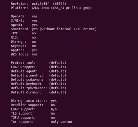 output from configure run