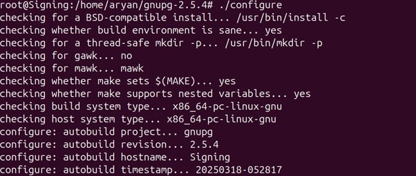 run configure from gnupg