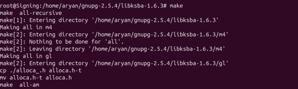 run libksba make command